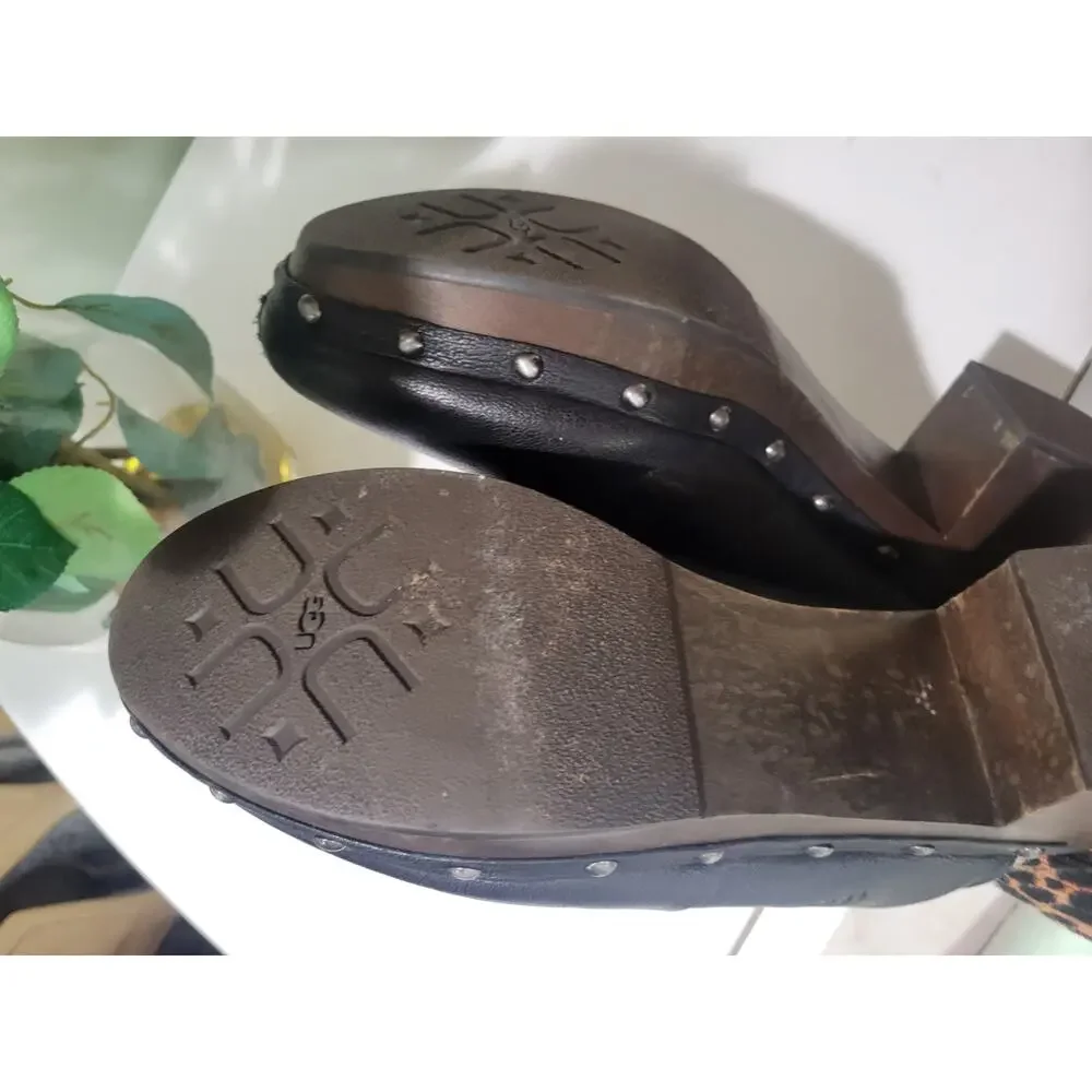 UGG SHEARLING LINED UGG Kassi Clogs Leather Shearling 9 40 Heeled shoes - Picture 7 of 10